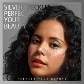 Teenitor 6 Pcs Silver Glitter Freckles Face Tattoos, Sparkle, Waterproof