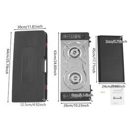 Giciashop Butane Stove 2 Burners, Portable Camping Stove with Non-stick Grill Pan & Carrying Case, Auto Ignition Camping Burner for Camping Trips, Gatherings