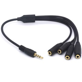 3.5mm Headphone Splitter Cable, 4 Pole 1/8 Inch TRRS AUX Stereo Jack 1 Male to 4 Female Adapter Cord (1 Male To 4 Female)