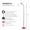 MAINDECO Gooseneck Floor Lamp,Height Adjustable,3 Color,Flexible Sofaside Reading Pole Lamp,Red