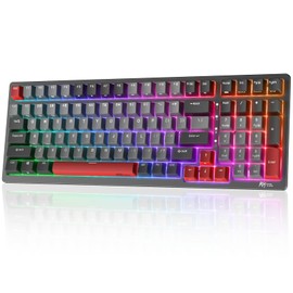 RK ROYAL KLUDGE RK98 Wireless Mechanical Keyboard,100 Keys Triple Mode 2.4G/BT5.1/USB-C, Hot Swappable Gaming Keyboard with Numpad RGB Backlit 3750mAh Battery NKRO, Linear Speed Silver Switch, Black