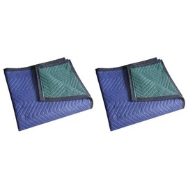 2 Pack Heavy Duty 72x80 Quilted Moving Blankets Furniture Shipping Pads Blue/Green 36lbs per Dozen