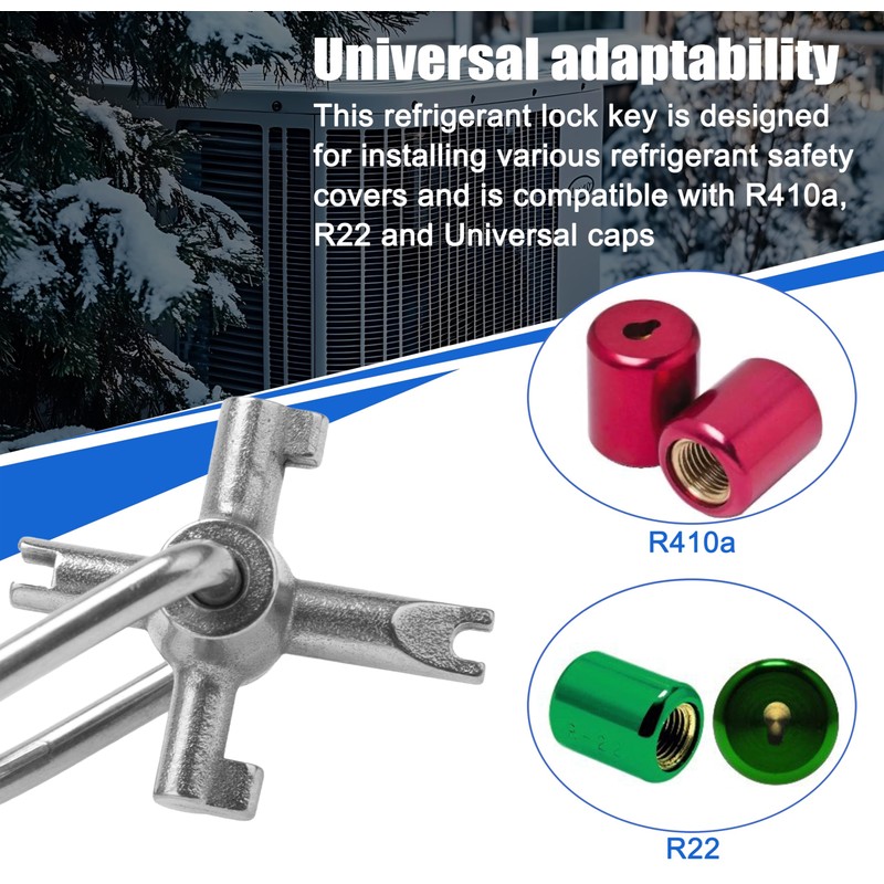 HVAC Tools, Locking Cap Key for 410A and R22 Refrigerants,