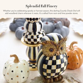 MACKENZIE-CHILDS Owl, Fall Owl Decor for Home, Black-and-White Courtly Check
