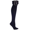 MinxNY Black Ribbed Knee High Boot Socks With Lace &