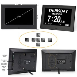 Golony 7" Large Digital Day Dementia Clock for Seniors, Medication Reminders Calendar Clock with Day of The Week, Date Time for Elderly Vision Impaired, Memory Loss, New Black