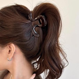 Briskyjp Hair Clip, Small, 3.1 inches (8 cm), Tightly Curled, Hair Accessory, Plastic, Banana Clip, For Adults, Korean Style, Simple, Office, Women's, Hair Ornament, Brown