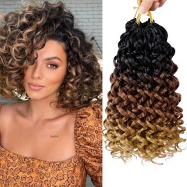 7 Packs GoGo Curl Crochet Hair 12 Inch Short Curly Crochet Hair for Women Beach Curl Water Wave Deep Twist Crochet Braids Synthetic Braiding Hair Extensions(12 Inch, T1B/30/27)