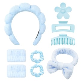 9 Pcs Spa Headband for Washing Face Wristband, Spa Bow Headband Set, Multi Functional Makeup Headband, Soft Non Slip Hair Band for Daily Life Skincare Facial