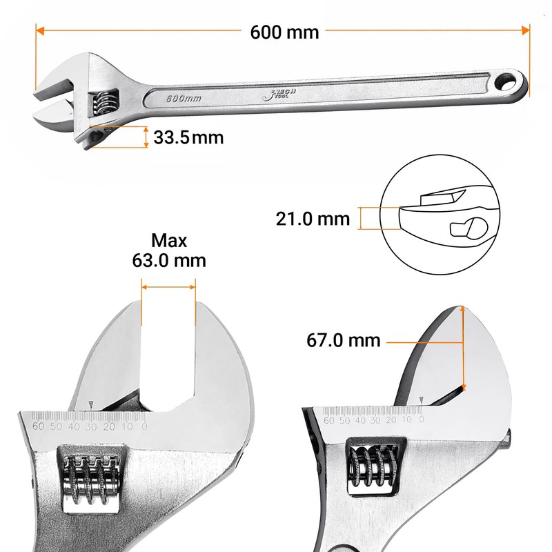 Jetech 24 inch Adjustable Wrench - Professional Shifter Spanner with