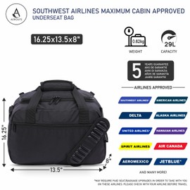Aerolite 16.25x13.5x8” Southwest Airlines Maximum Size Cabin Bags with 5 Year Guarantee Foldable Carry On Premium Bag Holdall Small Lightweight Cabin Luggage Under seat Flight Travel Duffel Bag