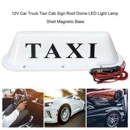 12V LED Magnetic Taxi Light Waterproof LED Roof Sign Taxi Dome Light With 3 Meter Power Plug Line (LED Colour: White, Shell Color: White)
