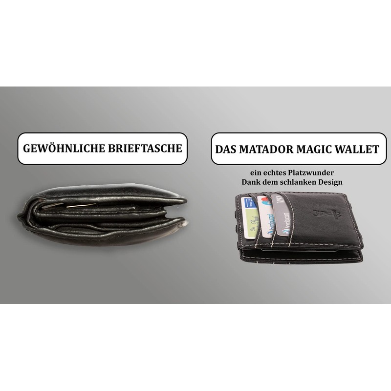 Matador Magic Genuine Leather Wallet, black/Black, Minimalist