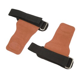 1 Pair Weight Lifting Grip Straps Double Cowskin Deadlifts Pull Up Lifting Gloves Accessories for Gymnastic Fitness Brown