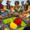 Square Collapsible Colander with Handles – Green Square Silicone Kitchen