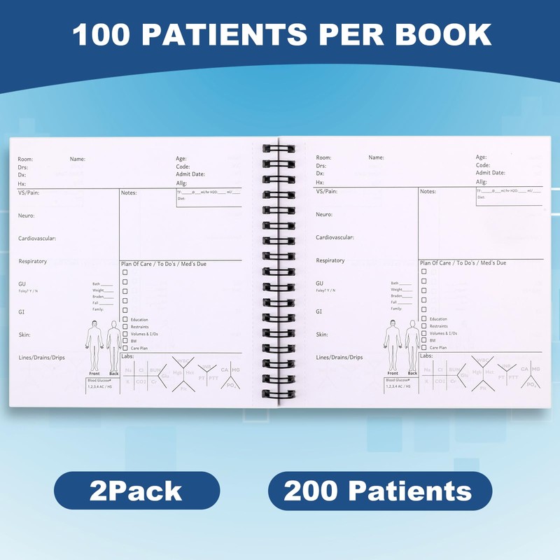 Deqing warm Nurse Essentials Report Notebook for Work,Nursing Report Sheets