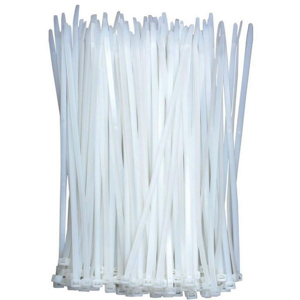 Cable Ties Clear White 300mm x 4mm (100 Pack), Plastic