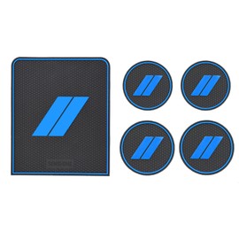 SENSHINE for Dodge Journey Accessories 2021 2020 2019 2018 2011-2021 Non-Slip Anti Dust Cup Holder Insert Center Console Shifter Liner Trim Door Packet Mats Premium Custom Interior 5PC Set (Blue Trim)