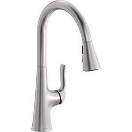 Elkay Harmony Single Hole Kitchen Faucet with Pull-down Spray and Forward Only Lever Handle, Lustrous Steel - LKHA1041LS