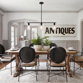 TYNEWRGY Black Kitchen Island Lighting, 3-Light Modern Pendant Light Fixture with Glass Shades, Rustic Farmhouse Chandelier, Hanging Light fixtures for Kitchen Island Living Dining Room Bedroom Foyer