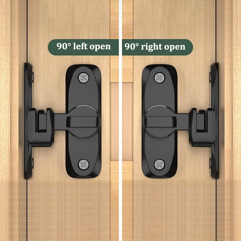 2 Pack Barn Door Lock, 90/180 Degree Gate Latches, Zinc