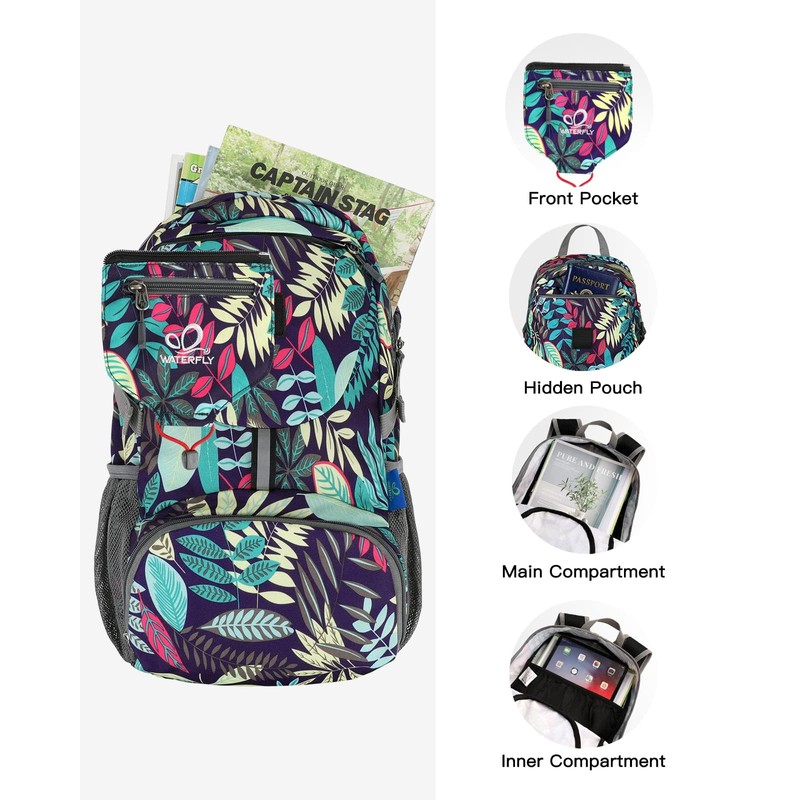 WATERFLY Ultralight Foldable Small Backpack: 20L Lightweight Packable Hiking Backpack