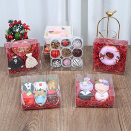 25pcs 5x5x2 Inch Plastic Clear Pastry Boxes - Cookies, Doughnuts, Soap, Truffle, Brownie, Cake, Chocolate Covered Strawberries & Treat Boxes for Party Favors & Wedding