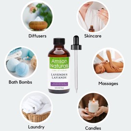 Lavender Essential Oil 4oz /120ml - 100% Pure & Natural by Amson Naturals