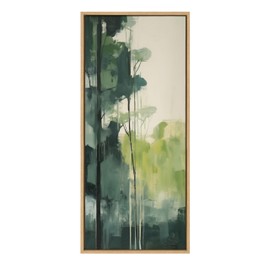 Kate and Laurel Sylvie Whispering Trees II Framed Canvas Wall Art by Amy Lighthall, 18x40 Natural, Modern Abstract Tree Landscape Art for Wall