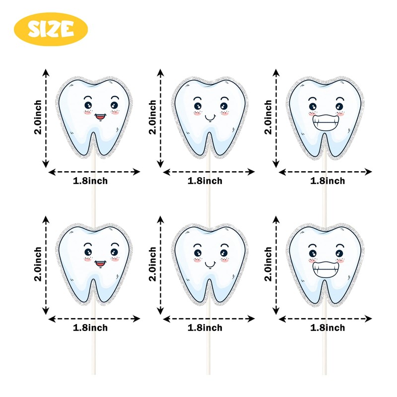 Teeth Cupcake Toppers, First Tooth Party Decor -Tooth Fairy Day