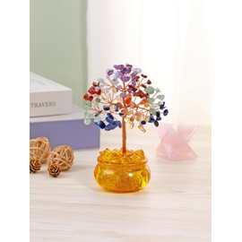 JOVIVI Crystals Tree Chakra Tree of life Spiritual Crystal Gifts for Women,Healing Crystals Gemstones Money Tree Feng Shui Ornament With Golden Cornucopia Base For Good Luck Wealth Prosperity