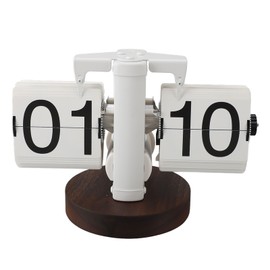 Flip Desk Clock Retro Single Sided Battery Powered Retro Vintage Design Digital Mechanical Auto Flip Clock for Living Room White 24 Hours