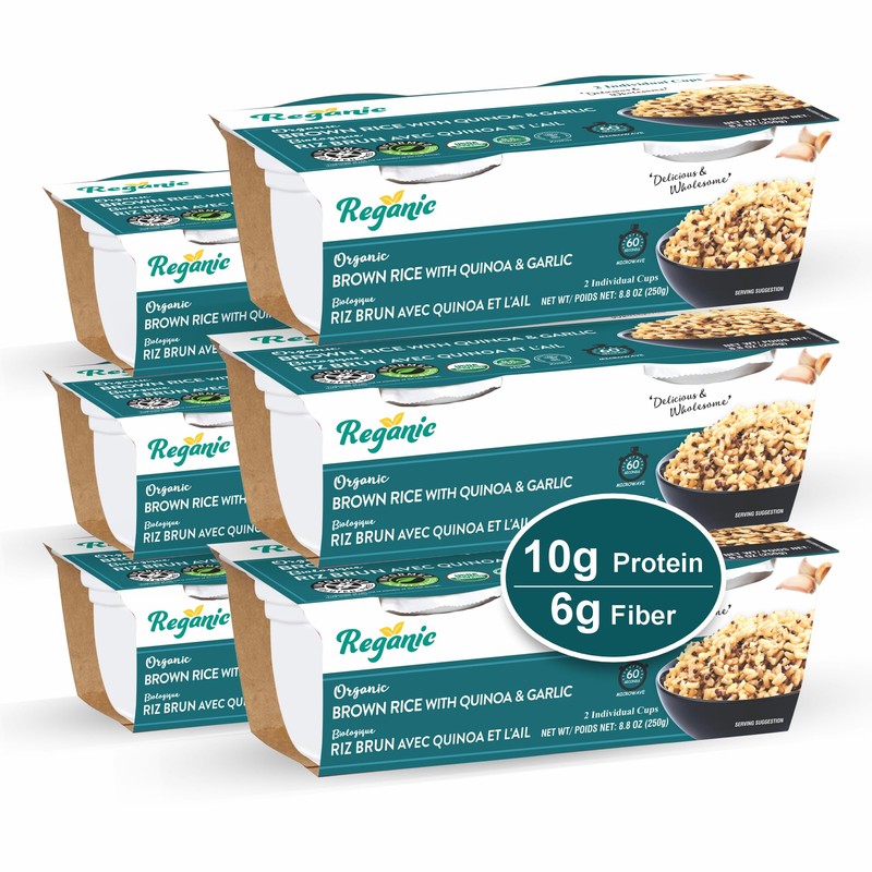 Reganic Organic Brown Rice with Quinoa & Garlic Cups, USDA