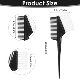 Ajcotahm 3 Piece Hair Color Brush, 2-in-1 Color Brushes & Comb Professional Dye Applicator Kit for Salon Home Use Highlights Root Touch (Gray, Black)