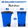 PLASTIC PRINCE 50 Gallon Trash Can, Blue Outdoor Garbage Can,