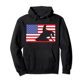 Reining Horse USA American Flag Horseback Riding 4th Of July Pullover Hoodie