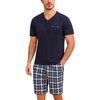 Bresdk Men's Pyjamas Short Cotton Summer Set for Men Sleepwear