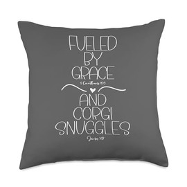 Fueled By Grace and Corgi Snuggles Christian Woman Faith Sim Throw Pillow