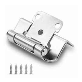 24 Pack 12 Pairs Brushed Nickel Self Closing Cabinet Hinges - 1/2 inch Overlay Kitchen Cabinet Hinges, Silver Partial Wrap Around Cupboard Hardware for Face Frame Cabinet