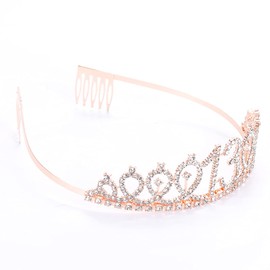 Topfunyy 13th Birthday Tiara and Sash Set - Teenager Sash Rose Gold Crystal Crown Birthday Gift for Girls 13th Birthday Party Supplies