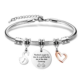 SAMORION 26 Letter Bracelets, Name Gift, Inspirational Bracelet, Sometimes Forget You So Great, Memory Jewellery for Women, Birthday Bracelets for Friend, Christmas Graduation, Stainless Steel