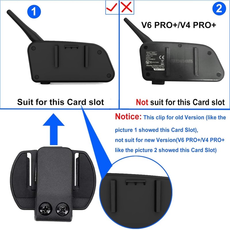 QSPORTPEAK Motorcycle Bluetooth Intercom Clips Kit for Old V6/V4