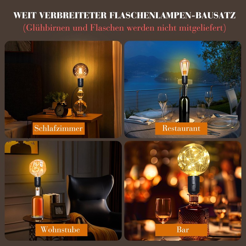 Bottle Lamp Kits, E27 Lamp Holder for Bottles, 7.87 ft