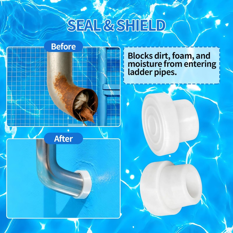 4-Pack Pool Ladder Bumpers,Pool Step Rubber End Caps for 1.10"