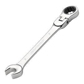 Anwangda 8mm Ratchet Spanner 180 ° Adjustable Ratchet Combination Wrench Carbon Steel Flexible Head Double-end Combination Wrenches with 72 Teeth and a 12-Point Double Hex(Size:8mm)