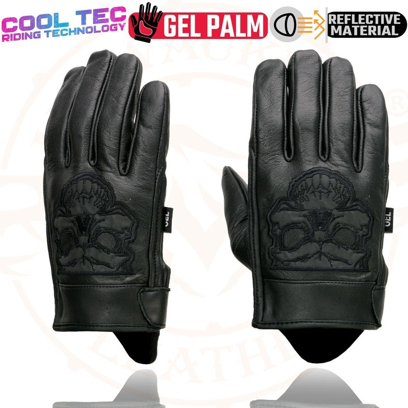 Milwaukee Leather MG7571 Men's Black ‘Col-Tec’ Leather ‘Reflective Skull’ Motorcycle