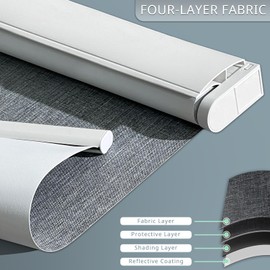 Motorized Blinds【No Drill Cordless Blackout】 Smart Blinds Customized Size, Automatic Electric Blinds with Remote Control, Grey 39" W x 72" H