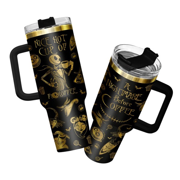 34HD Cartoon Gifts for Men Women, Nightmare Before Coffee Tumbler