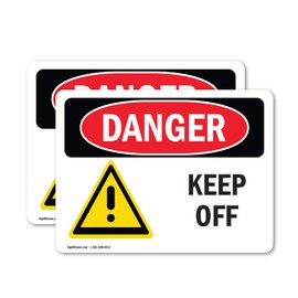 (2 Pack) Keep Off OSHA Danger Sign 5 Inch X 3.5 Inch Vinyl Label Decal Sticker Weather Resistant, UV Protected for Workplace, Business, and Construction Site, Made in the USA