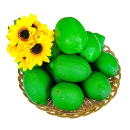 Large Size 3.5" X 2.1" Artificial Limes Lifelike Fake Green Lemon Simulation Fruits for Home Kitchen Decoration 5pcs